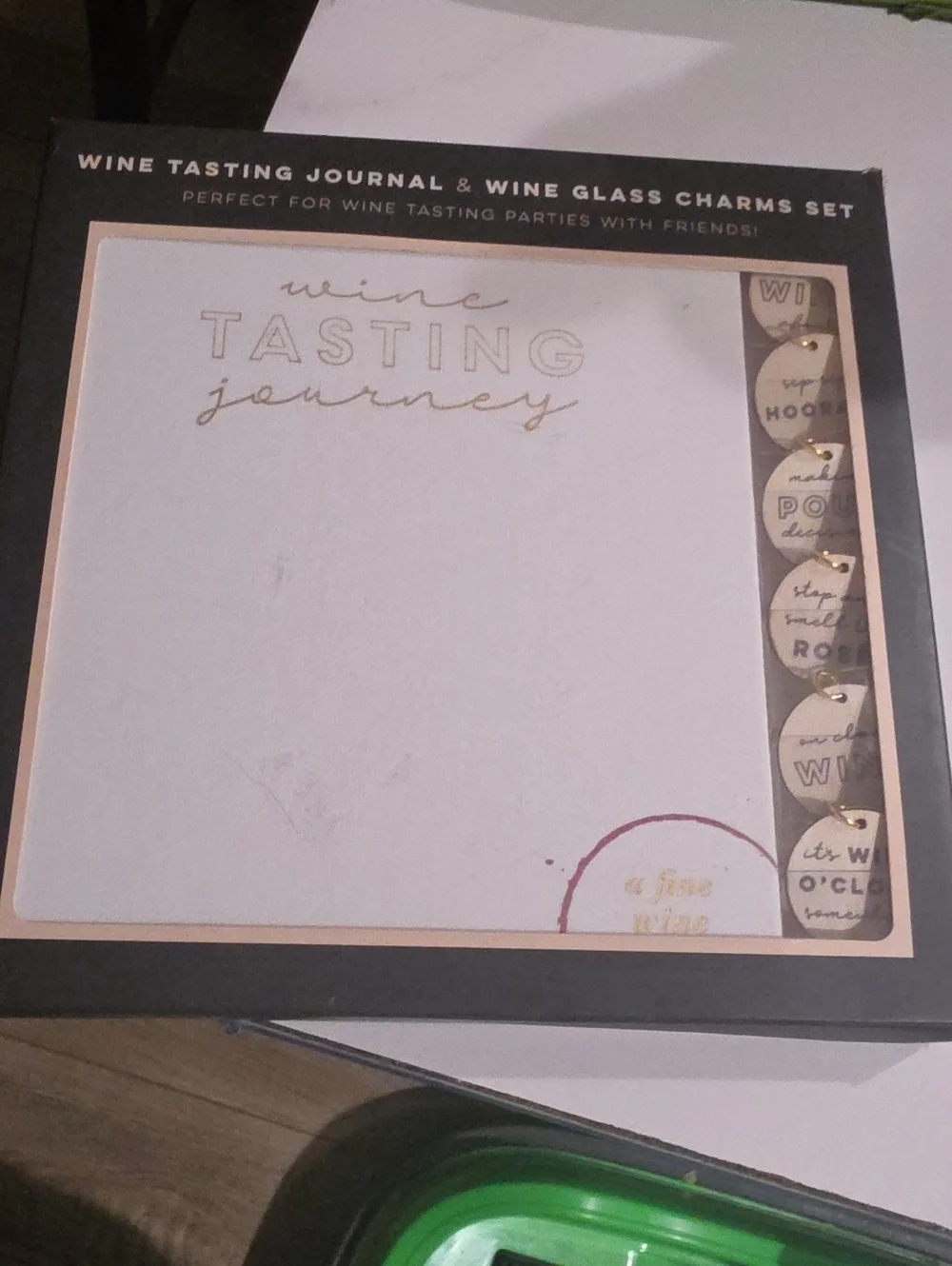 New In Box Wine Tasting Journal & Glass Charms Set